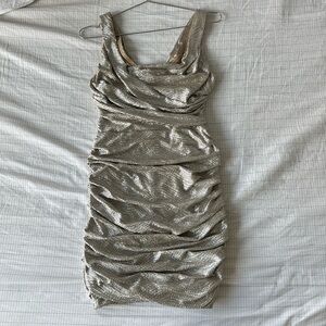 Express shimmer soft gold dress size 4